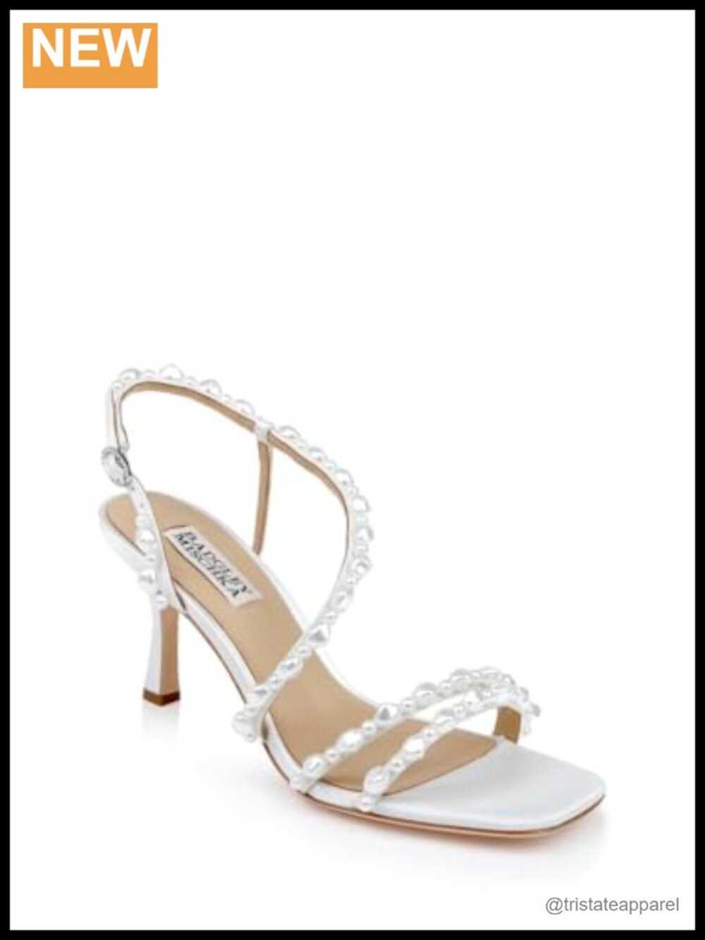 Badgley Mischka Gretta Pearl Strappy Mid Heel Sandals